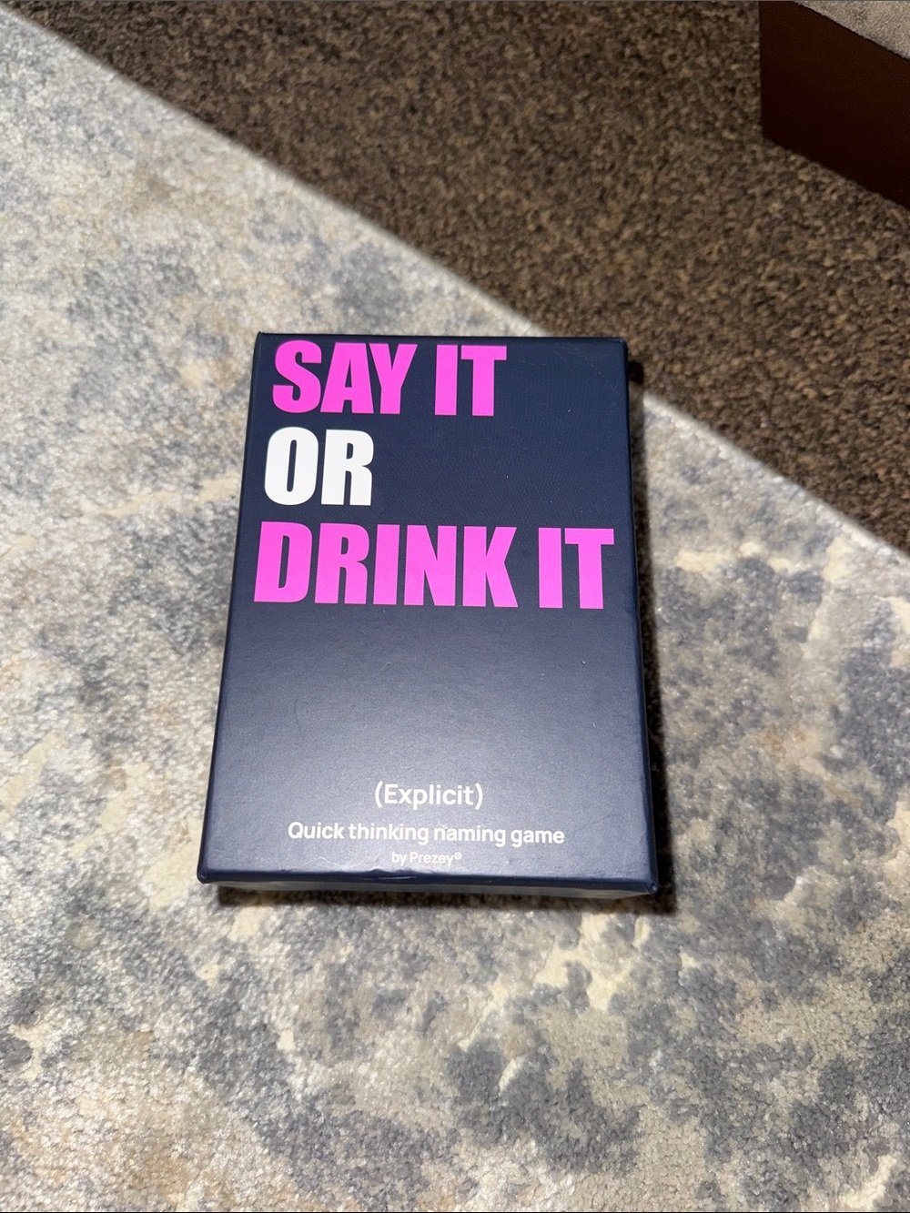 Say It Or Drink It Quick Thinking Game - Navy with Pink Text